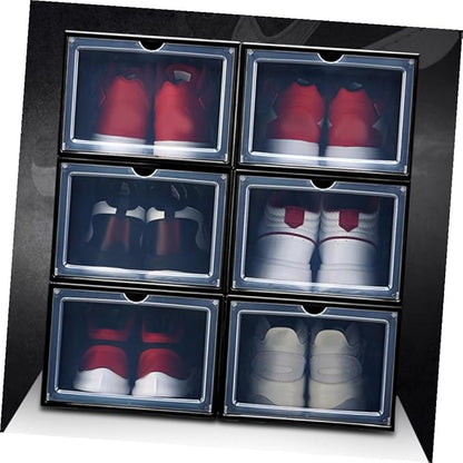 MAGICLULU Thick Plastic Magnetic Shoe Boxes Stackable Shoes Storage Easy to Entryway Organizer