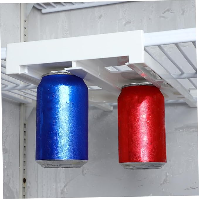 ARTIBETTER 2pcs Hanging Refrigerator Drink Organizer Dual Row Can Holder for Diameter Soda Beer Beverage Cans Sturdy Hips Material Storage Rack for Fridge Pantry