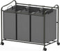 Simple Houseware Heavy Duty 3-Bag Laundry Sorter Rolling Cart, Dark Grey – Durable Triple Laundry Hamper with Removable Bags and Lockable Wheels for Efficient Laundry Organization