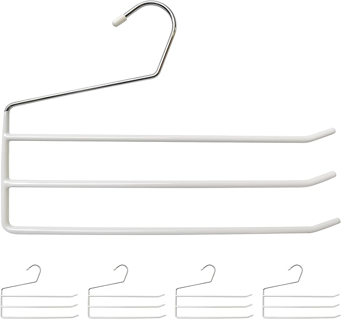 Set of 5 Relaxdays Multi Pants Hangers, Metal Skirt Holder, 3 Trouser Rails, Open, Non-Slip, Assorted Colours