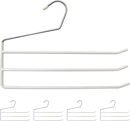 Set of 5 Relaxdays Multi Pants Hangers, Metal Skirt Holder, 3 Trouser Rails, Open, Non-Slip, Assorted Colours