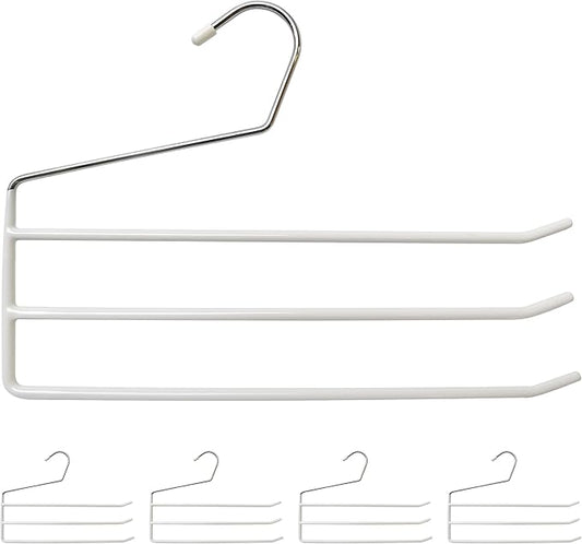 Set of 5 Relaxdays Multi Pants Hangers, Metal Skirt Holder, 3 Trouser Rails, Open, Non-Slip, Assorted Colours