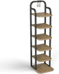 6 Tier Vertical Shoe Rack, Adjustable Shelves, Tall Wooden Narrow Shoe Rack with Hooks for Small Space Entryway Living Room