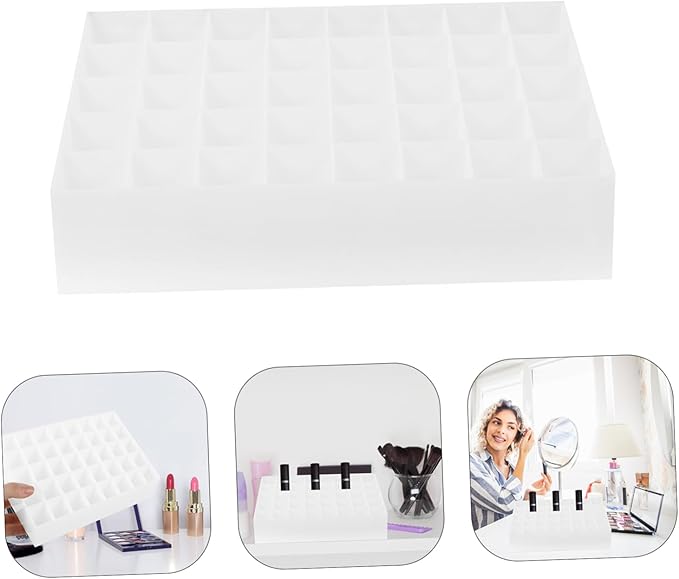2pcs 40 Lipstick Stand 40 Slots Makeup Holder Lipstick Tubes Display Case Cosmetic Display Cases Storage Canister Lip Gloss Makeup Organizer Cosmetic Storage Boxes Dresser White