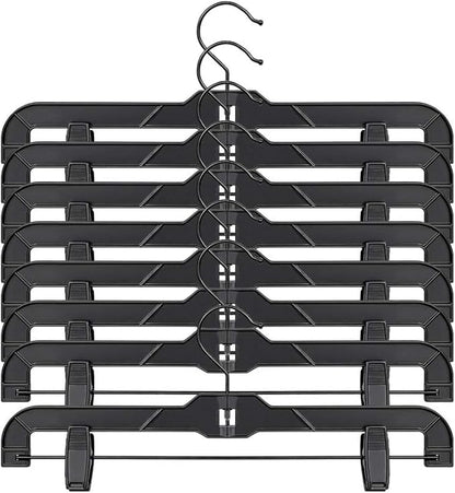True Black Plastic Pant Skirt Hangers 20 Pack, with Plastic Clips and Steel Wire, All Black Finish 14inch