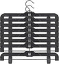 True Black Plastic Pant Skirt Hangers 20 Pack, with Plastic Clips and Steel Wire, All Black Finish 14inch