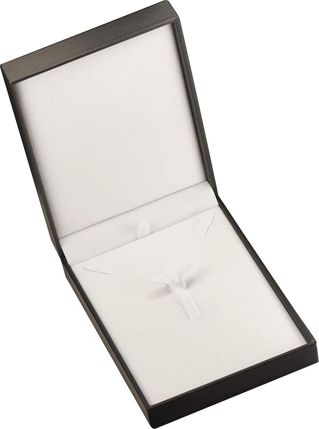 Necklace Pendant Earring and Ring Sets Gift Box for Engagement, Wedding... Luxury Soft Touch PU Leather Material Necklace Earring Jewelry Set Box Size 4.5"(W)*6.3(D)*1.57〞(H) (Black)