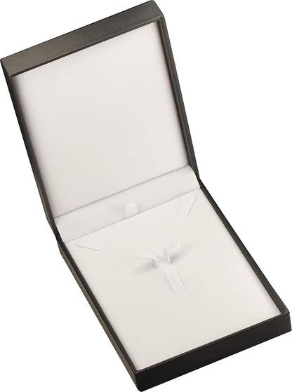 Necklace Pendant Earring and Ring Sets Gift Box for Engagement, Wedding... Luxury Soft Touch PU Leather Material Necklace Earring Jewelry Set Box Size 4.5"(W)*6.3(D)*1.57〞(H) (Black)