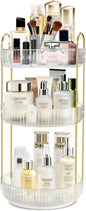 Rotating Makeup Organizer for Vanity, High-Capacity Skincare Perfume Storage, Bathroom Counter Organizer, 360 Spinning Cosmetic Dresser Countertop Organizers (White 3 Tier)