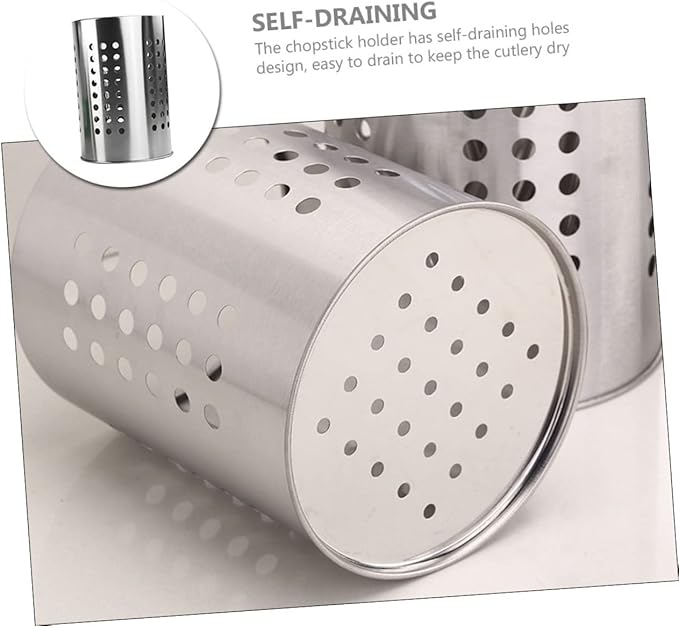 stainless steel cutlery bucket tableware rack cooking utensil organizer flatware cylinder stainless steel utensil drainer chopstick stand case flatware strainer desktop spoon fork