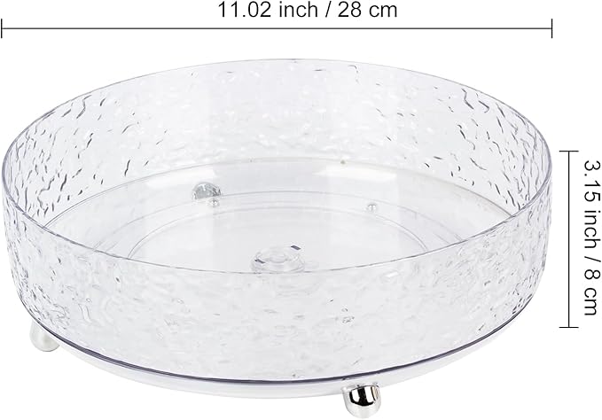 Dezzer 360° Rotating Makeup Organizer, 11" Clear Perfume Organizer Turntable Lazy Susan for Vanity, Pantry, Bathroom Counter, Cabinet, Spinning Cosmetic Storage Holder for Skincare, Perfume, Lotions