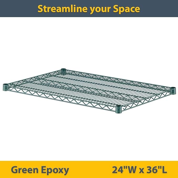 2 Pack Green Additional Wire Shelf for 24"x36" NSF Shelving Units, Replacement Shelves for Wire Rack