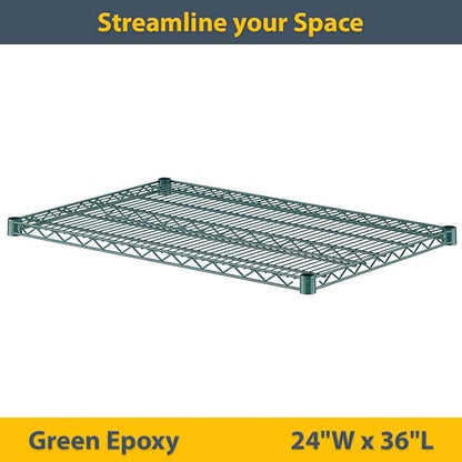 2 Pack Green Additional Wire Shelf for 24"x36" NSF Shelving Units, Replacement Shelves for Wire Rack