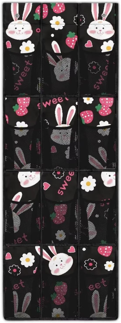 Sweetheart Bunny Door/Wall Shoe Organizers,Back of Door Shoe Organizer,Space Saving Hanging Storage Holder,Closet Rack Hanger,Shoe Bag,Classroom Headphone Storage with 12 Pockets