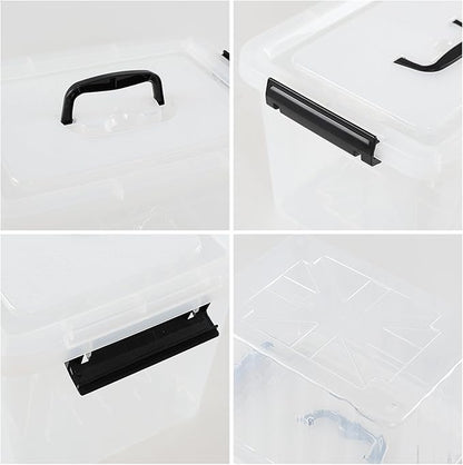 12 Quart Plastic Storage Box with Handle, 6 Pack Clear Latching Container Bin