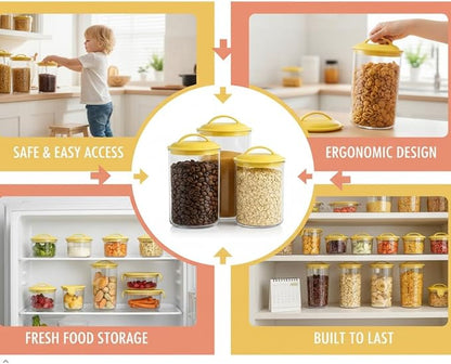 Food Storage Containers, BPA Free Airtight Canisters for Cereal, Pasta, Sugar, Coffee, Flour, Cookies, Loose Tea, for Kitchen Organization, Set of 3 by Reston Lloyd, Lime