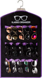 TRIUMPH VISION Black Purple Hanging Sunglasses Organizer Storage - Wall Mounted Glasses Holder Closet 15 Slots Eyeglass Display