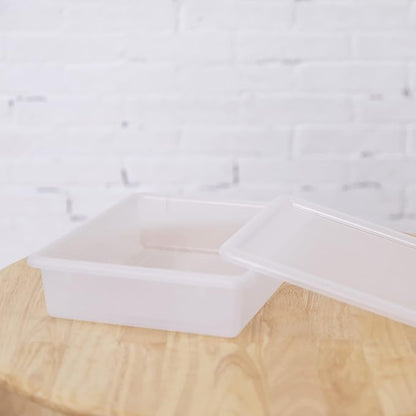 ECR4Kids Letter Size Plastic Tray Organizer with Lids, Small, Storage Bins, Clear, 10-Piece