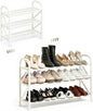 3-Tier Shoe Rack for Closet, 16"-32" Expandable ShoeRackAdjustable for Entryway Closet Doorway SturdyMetal, White