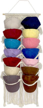 Hommtina Wall Mounted Hat Rack, Handwoven Boho Hat Organizer, Holds Up to 14 Caps, Space-Saving Storage for Bedroom, Entryway, Closet, No-Tool Installation