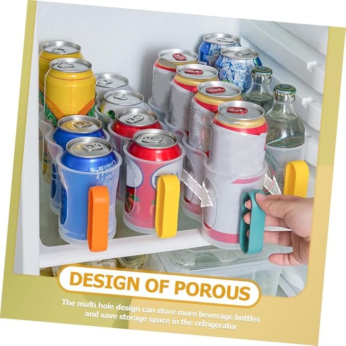 ULTECHNOVO 3pcs Portable Soda Can Organizer Refrigerator Shelf Beer Can Holder with Carrier Handle for Juice Drink Beer Fridge Storage Sliding Rack