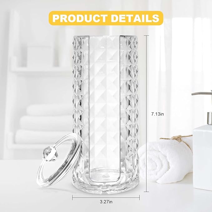 33.8oz Clear Cosmetic Cotton Pads Rounds Holder Easy Accessing Acrylic Makeup Removers Pad Organizer Dispenser with Removable Lid for Bathroom Bedroom Storage Display Rack