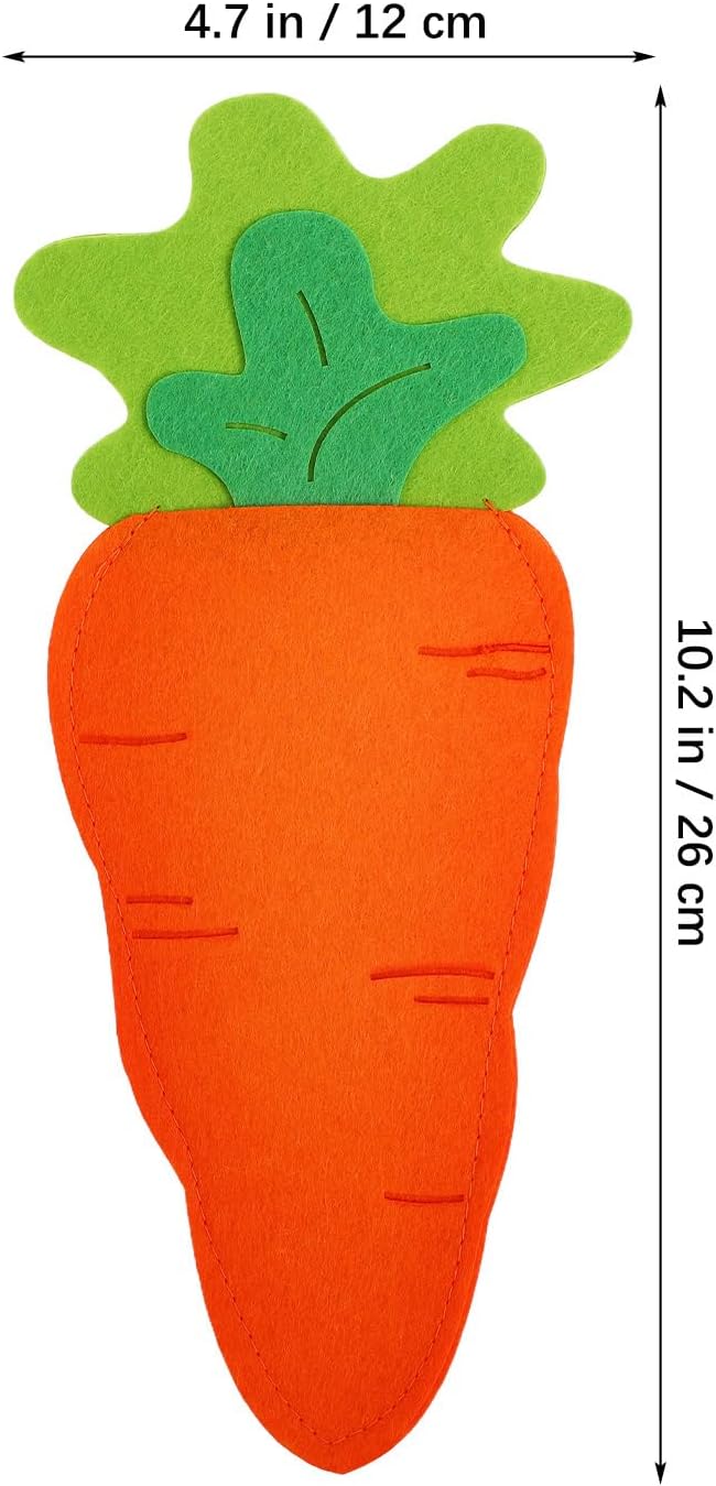 MAGICLULU 6pcs Easter Carrot Cutlery Holders, Felt Utensil Pouch Bags for Silverware, Reusable Carrot Shape Fork Sleeves, Whimsical Tableware Pockets for Spring Party & Easter Table Decor
