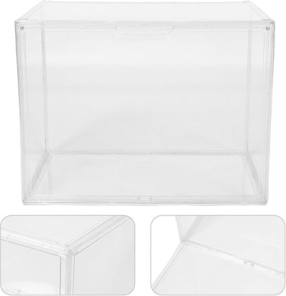 IMIKEYA Acrylic Shoe Box Organizer, Extra Large 45x33x33cm Stackable Sneaker Storage Container with Side Opening for Boot Display and Closet Organization