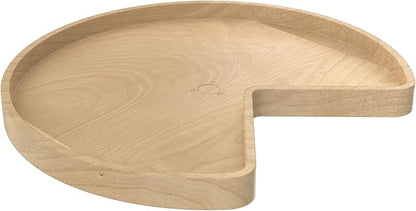 Rev-A-Shelf Single Kidney Shape 28" Lazy Susan Organizer for Upper Corner Wall Kitchen Cabinets, Turntable Storage w/ Swivel Bearing, Wood, 4WLS401-28-BS52