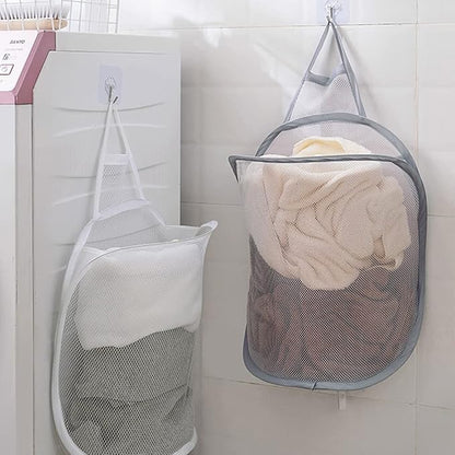 Mesh Collapsible Small Wall Laundry Baskets，Hanging Laundry Hamper，for Hotel, University Dormitory Use by HHSSALIN (1, CLASSIC)