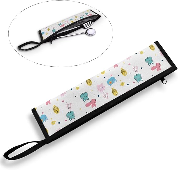 Cutlery Storage Bag Travel Silverware Cloth Bags for Travel Tableware Carrying Bag Travel Silverware Case Utensil Pouch Utensil Case,Cute Pattern