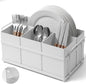 Utensil Holder Mesh Drainage Holes, 4pcs Bins Set Countertop Utensil Holder for Plate, Spoons, Forks and Knives, Cutlery Organizer Suitable for Party, Kitchen Counter, White