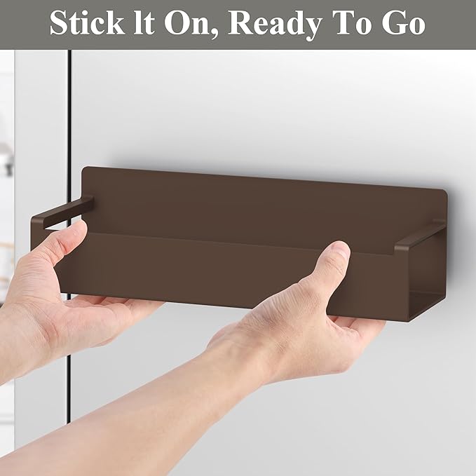 HuggieGems 6 Pack Magnetic Spice Rack Organizer for Refrigerator and Oven, Brown Fridge Organizers and Storage for Kitchen