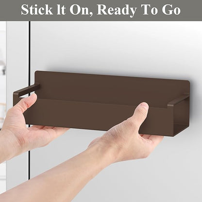 HuggieGems 6 Pack Magnetic Spice Rack Organizer for Refrigerator and Oven, Brown Fridge Organizers and Storage for Kitchen