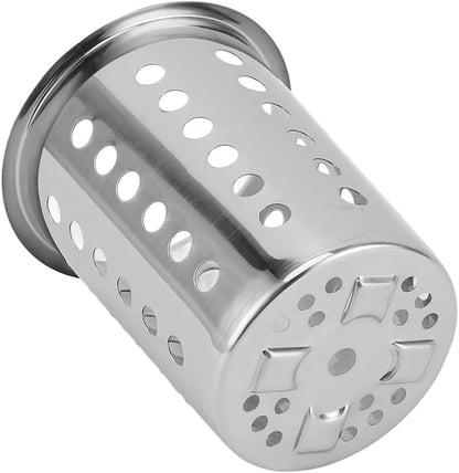 Yosoo Health Gear Kitchen Utensil Holder Spoon Fork Holder Storage Bucket, Multipurpose Large Capacity Utensil Crock for Countertop, Stainless Steel Utensil Holder 4.5*4.5*5.4in (With Holes)