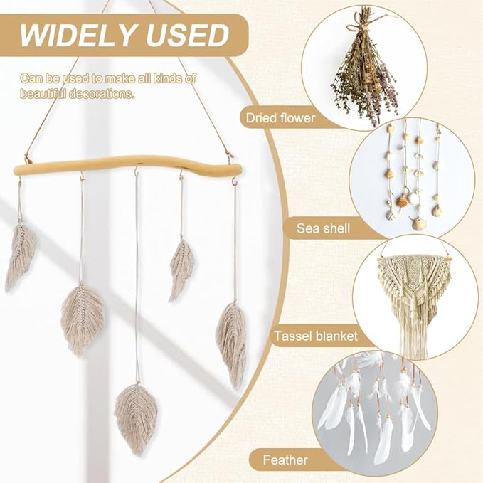 2Pcs 15 Inch Driftwood for Crafts Natural Driftwood Decorative Branches, Home Wall Hanging Decor Jewelry Organizers with 5 Hooks, Handcrafted from Natural Drift Wood for Keys Hats Entryway
