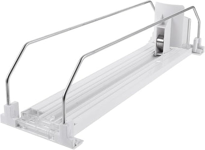 BESTOYARD Drink Pusher Supermarket Shelf Pusher Fridge Soda Can Holder Beverage Pusher Beer Can Storage Holder Drink Replenishment Pusher Drinks Cold Drink Abs Display Box White, 32.50X8.00X6.50CM
