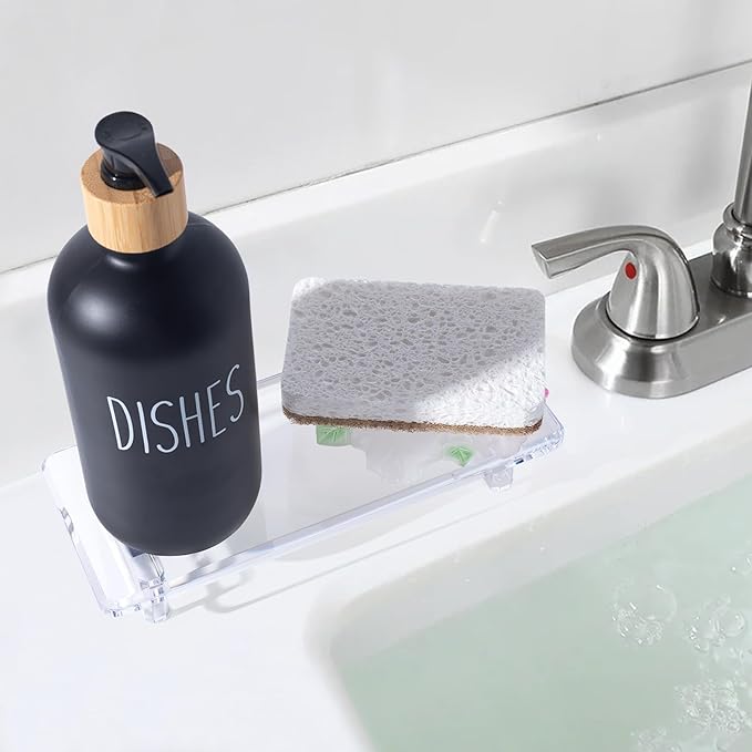 Chivalral Acrylic Bathroom Counter Tray: Water-Resistant Kitchen and Bathroom Tray Countertop Decor,Perfect for Soap Dish,Vanity,Plant,Candle Decor,and Riser Organizer-Small