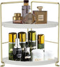 2-Tier Makeup Perfume Counter Organizer, Bathroom Corner Countertop Shelf Vanity Bedroom Storage Tray,Kitchen Spice Rack Standing Shelf(Gold,White)