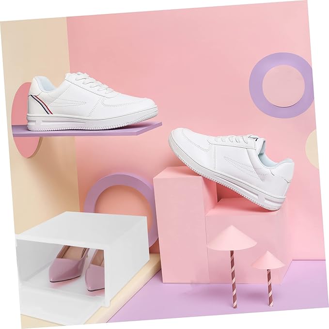 2pcs Stackable Shoe Storage Box Thicken Plastic Shoe Container for Closet Organization Large White for Sneaker Display and Easy Access