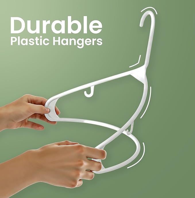 Utopia Home Plastic Hangers 30 Pack - Clothes Hanger with Hooks - Durable & Space Saving (White)
