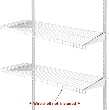 CroBlissful 47.5 Inch Twin Rail Upright Wall Shelving System with 12 Inch Locking Shelf Bracket Adjustable Closet System Heavy Duty Metal Support for Deep Wire Shelving Closet (16 Pcs)