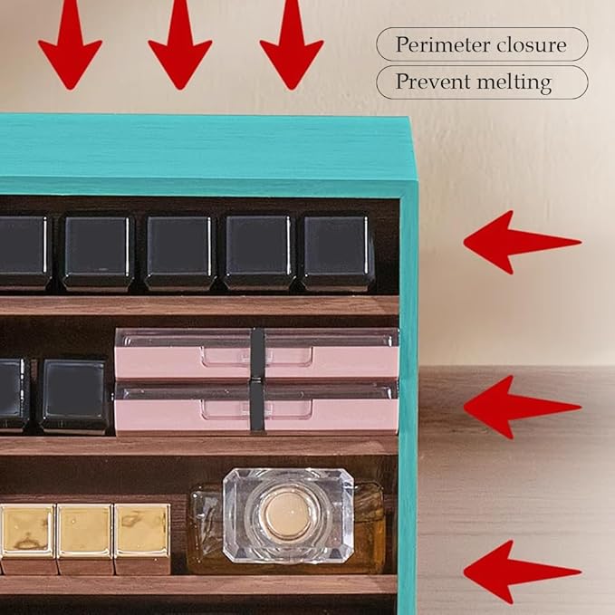 WAYUTO Wooden Lipstick Organizer 4 Level Lipstick Holder Desktop Lip Gloss Organizer Cosmetic Storage Display Essential Oil Holder