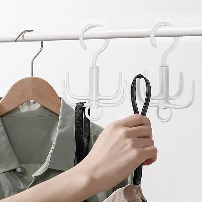 4Pcs Belt Hanger, Tie Hanger, Belt Organizer for Closet, 360°Rotating Portable, Space Saving Closet Organizers, Storage for Bra, Tank Top, Scarf, Purse,Kitchenware, Bath Products (Beige)