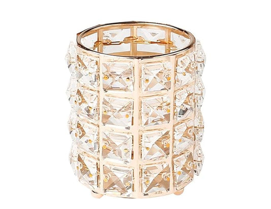 Golden Crystal Makeup Brushes Holder Organizer for Cosmetics Comb Brushes, Eyebrow Pen Pencil Storage Case Container, Golden