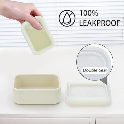 AIDIMMING Enhanced Leak Proof Traveling Soap Container,Compact Silicone Travel soap case with Drainage Layer,Shatterproof Soap Box with a See-Through lid for Bathroom,Gym,Camping (Clear&Offwhite)