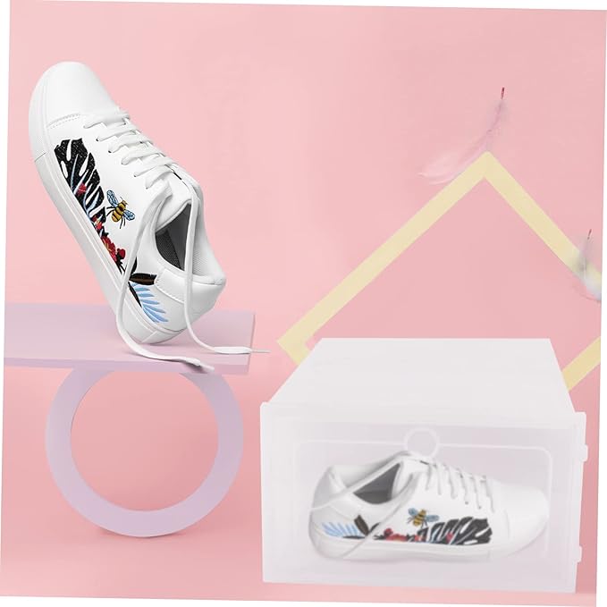 Shoe Containers 12pcs Stackable Shoe Boxes Plastic Lids Clear for Home Office Entryway Storage