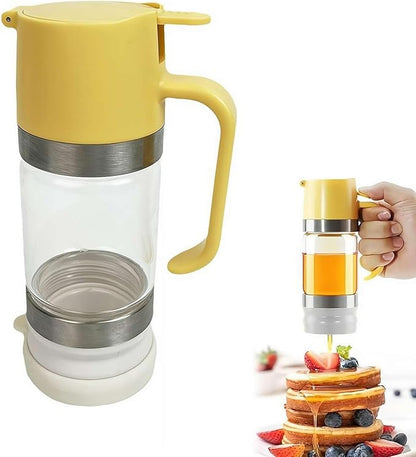 Honey Dispenser No Drip with Base, 2026 New Glass Honey Dispenser, Maple Syrup Dispensers, Syrup and Jam, Honeys Container with Handle, Mess-Free Honeys Jar Container for Quantitative Extraction