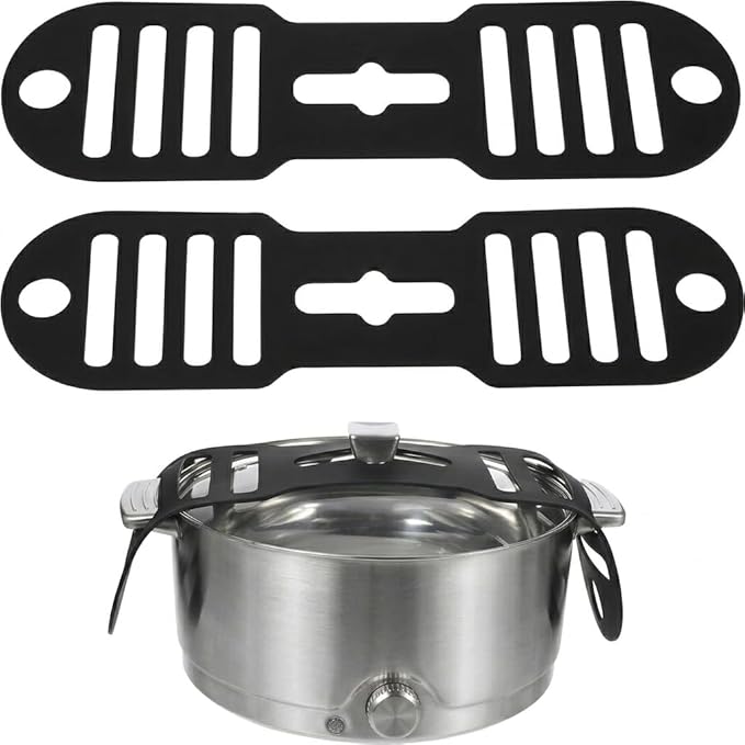Silicone Lid Latch Strap for Slow Cooker and Pots - Universal Lock Band Compatible with Crockpot, Reusable Heavy Duty Pot Cover Securing Tie for No-Spill Travel, Heat Resistant, Black