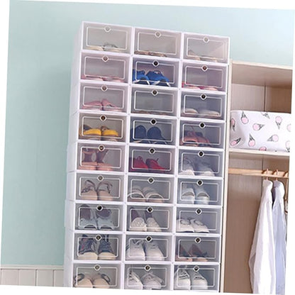 Amosfun 6pcs Transparent Stackable Shoe Storage Box Thicken Plastic Container for Sneakers Small Green for Closet Organization and Easy Access
